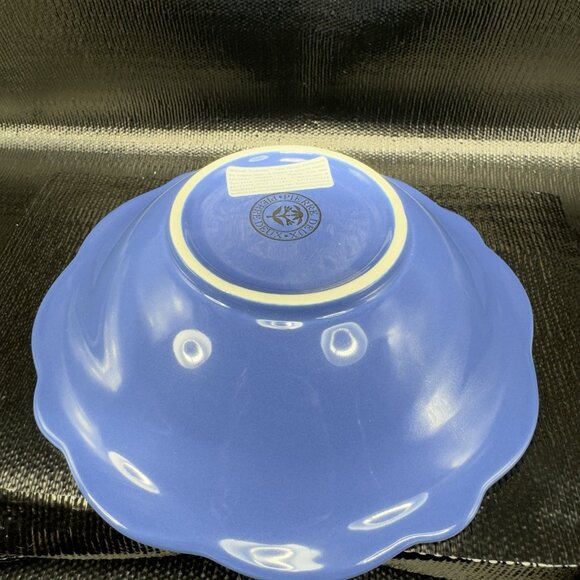 Pierre Deux Blue Ceramic Deep Dish Bowls Set 4 Beaded Edges Bowls Portugal VTG - Picture 9 of 16